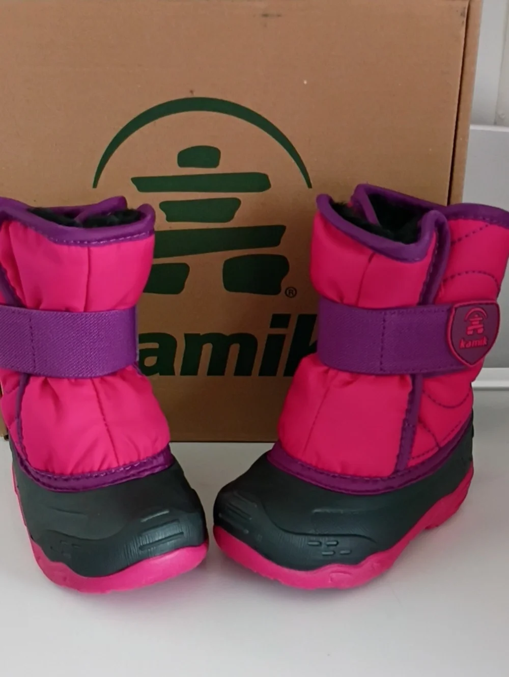 Kamik Kids Pink and Purple Strap Snow Boots